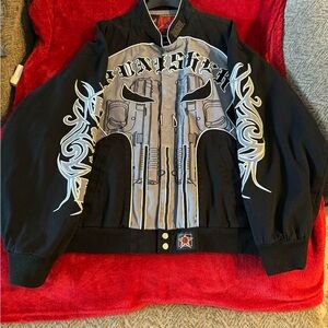 Marvel Black and Gray Graphic Racing/Biker Jacket